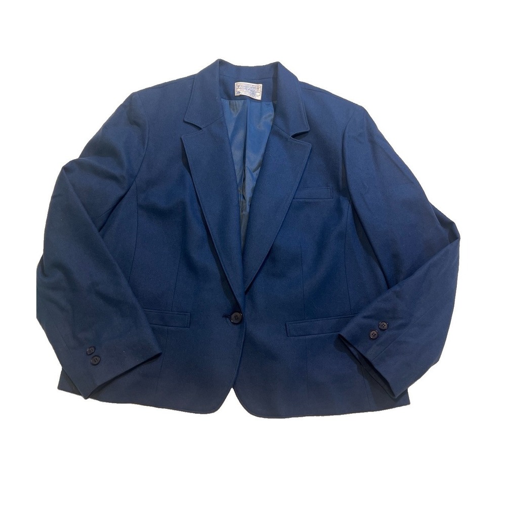 VTG Pendleton Blazer Mens 40 Blue Navy Wool Pocket Sport Coat USA Jacket 1980's